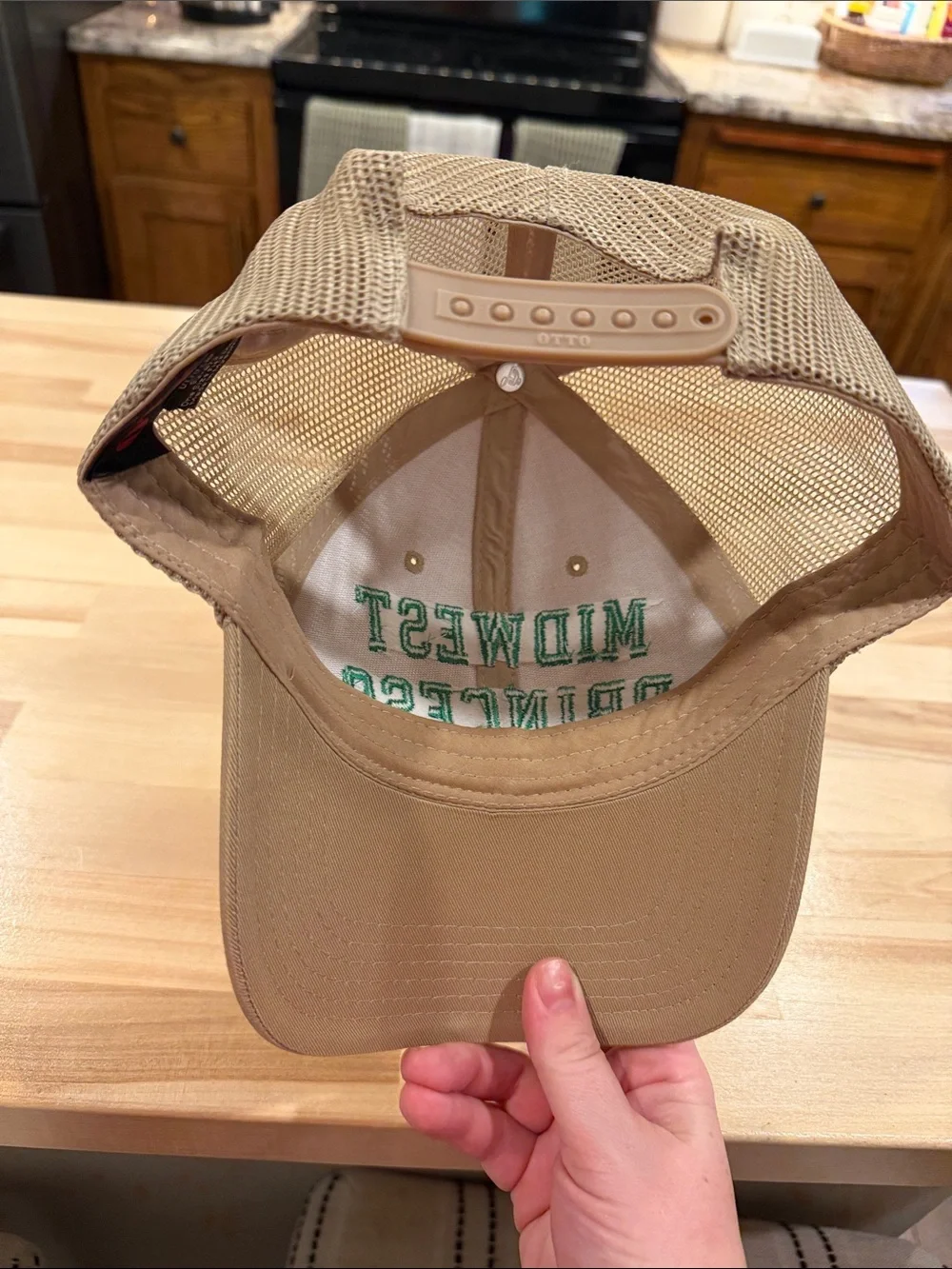 Midwest Princess Embroidered Trucker Hat - Khaki with Teal